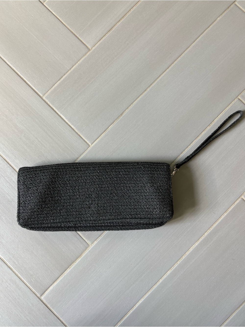 Betmar Black Woven Wristlet Clutch